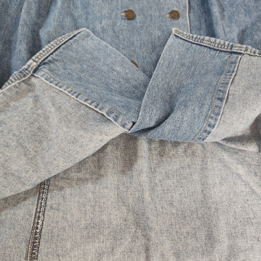 Vtg Gloria Vanderbilt Skirt Sz 22 XL Blue Denim Jean Double Button Front Pockets - Picture 8 of 11